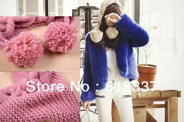 Free Shipping Korean version Women in autumn winter earmuffs ball spire conical hat knitting head cap fisherman | Тематическая