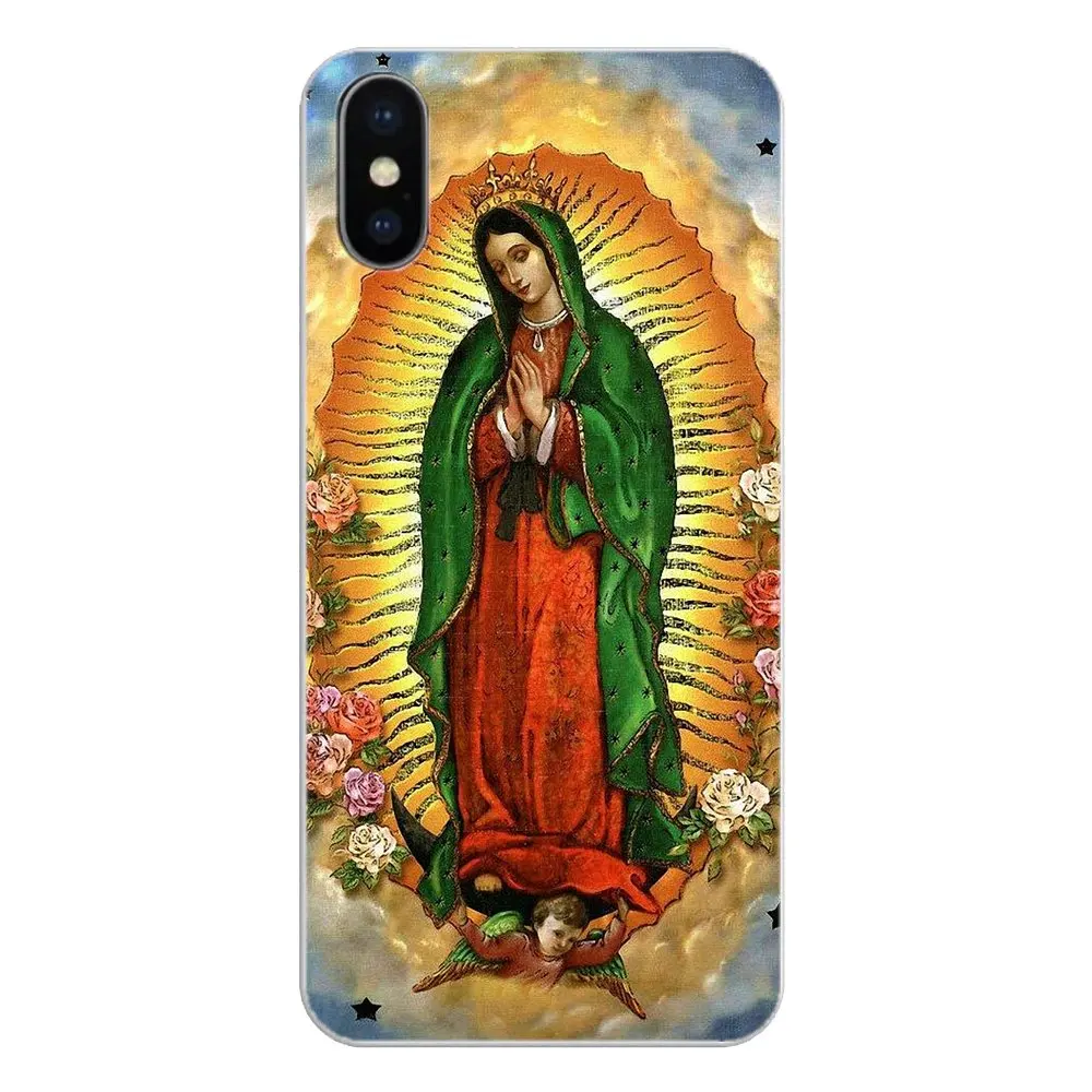 For iPod Touch iPhone 4 4S 5 5S 5C SE 6 6S 7 8 X XR XS Plus MAX Transparent Clear TPU Case Virgin De Guadalupe Virgen Mary Print |