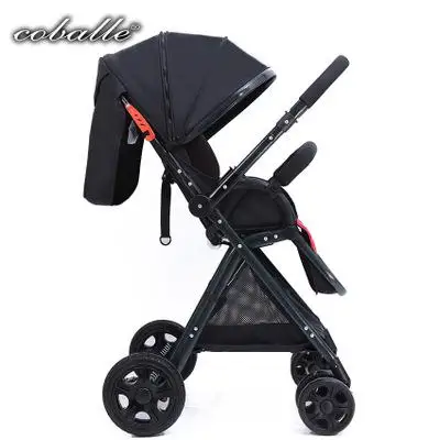 black 1 Babyfond светильник, детская коляска с зонтиком, высокий пейзаж, двусторонняя детская коляска, четыре колеса, ударная складная детская коляска, отправка 8 подарков - Цвет: black 1