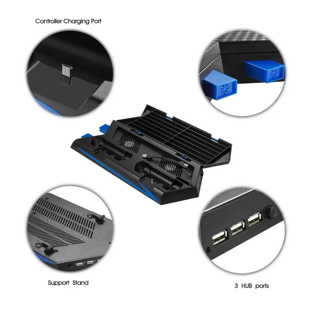 Keten PS4/PS4 Slim вертикальная подставка с охлаждающим вентилятором регулятор Зарядное