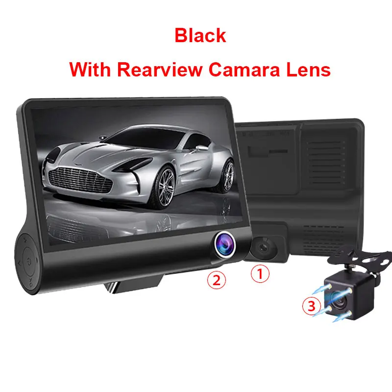 With Rear Camera Jabriel Автомобильный видеорегистратор 3 камеры s объектив 4,0 дюймов торпедная камера двойной объектив с камерой заднего вида видеорегистратор авто регистратор Dvrs видеорегистратор - Название цвета: With Rear Camera