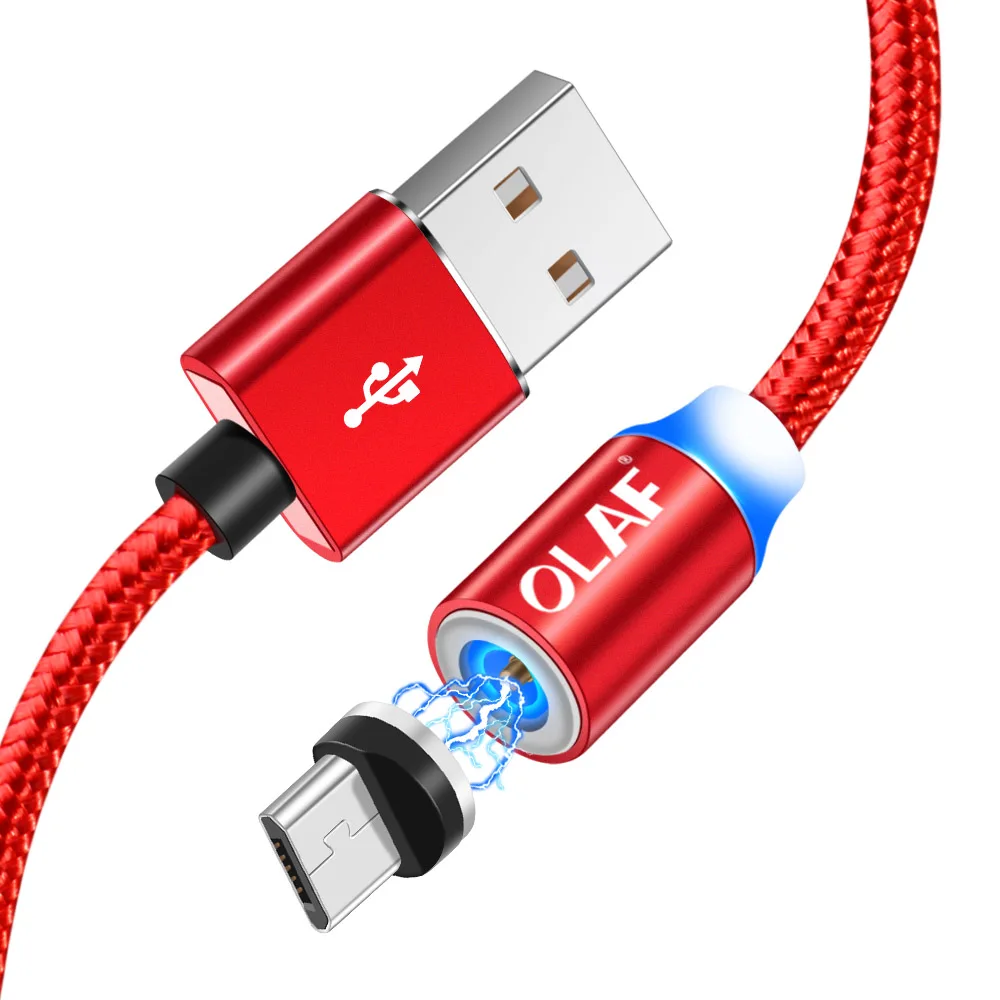 Магнитный usb-кабель Олаф 1 м 2 м нейлоновый Магнитный кабель для быстрой зарядки Micro USB type-C для iphone 7 X Xs Max samsung S9 huawei Xiaomi