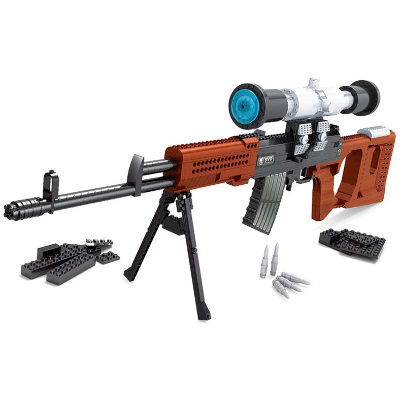 Набор для строительства игрушечной модели винтовки-снайпера Nerf Elite SVD из 712 деталей из пластика, подходит в качестве подарка детям.