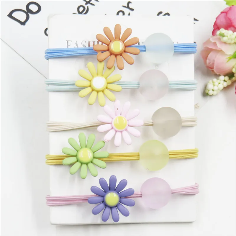 1 шт. Симпатичные эластичные резинки для волос с маргаритками женщин простые