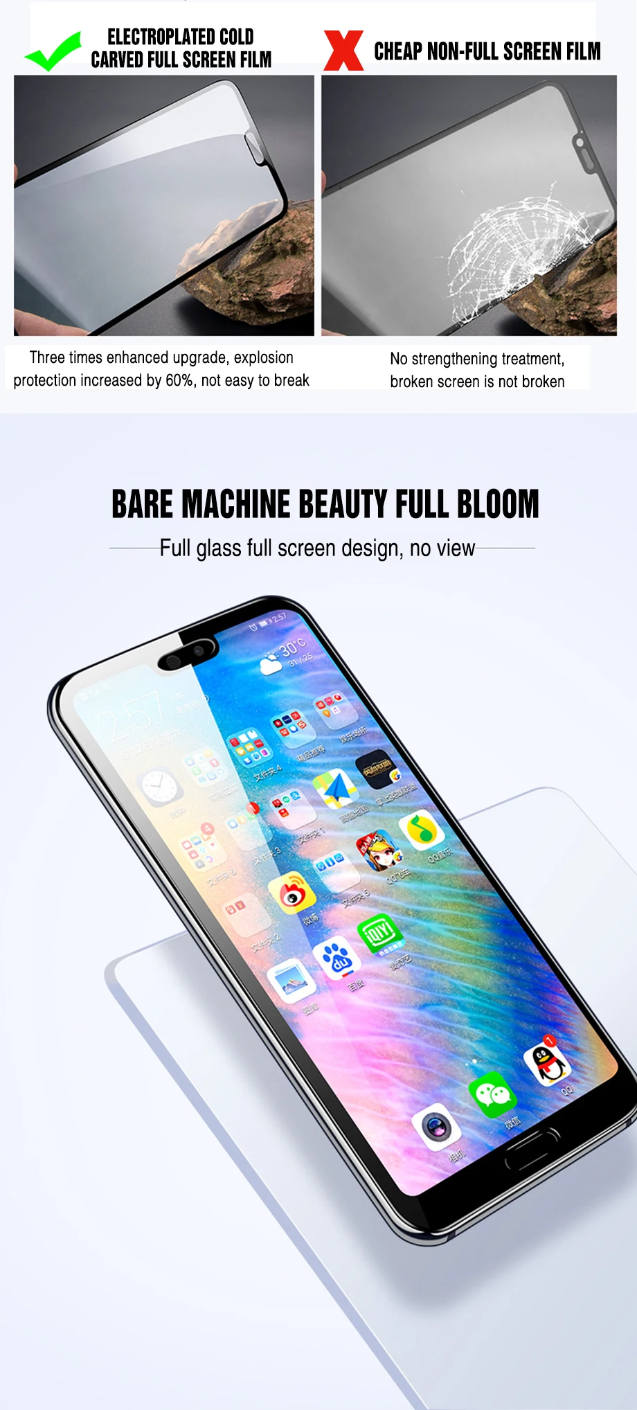 40D закаленное защитное стекло для Huawei P20 P10 P9 P8 Lite защита экрана на P20 PRO P9 P10 Plus стекло