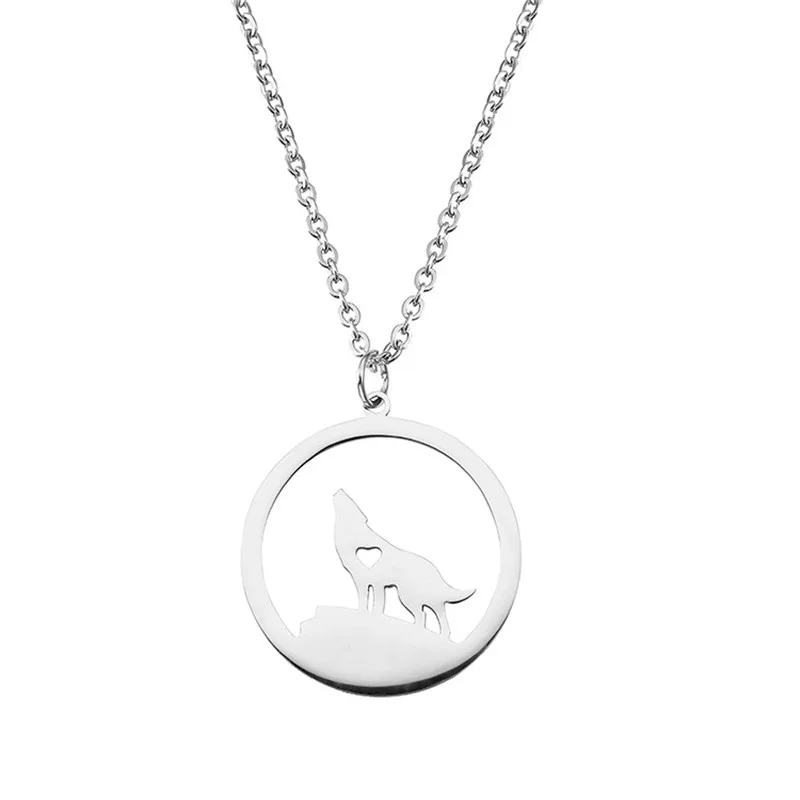 

Ожерелье с волком, из нержавеющей стали, 12 шт./лот