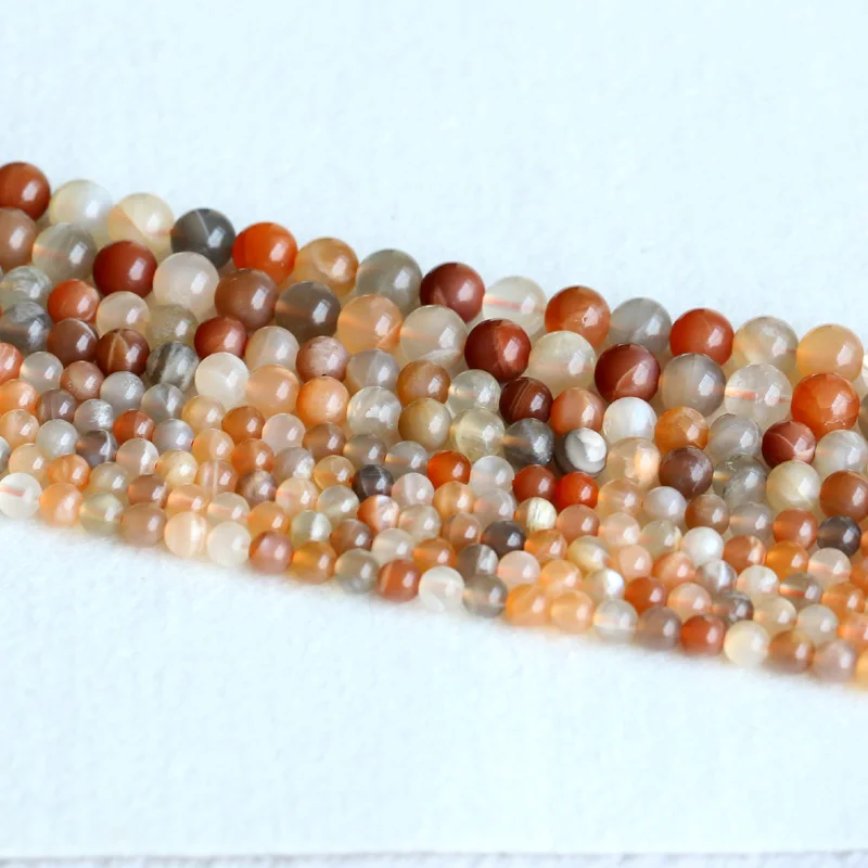 Real Genuine Natural Multi-color Yellow Orange Moonstone Sunstone flash light Round Loose Ball Beads 6mm 8mm 10mm 15&quot 05143 | Украшения