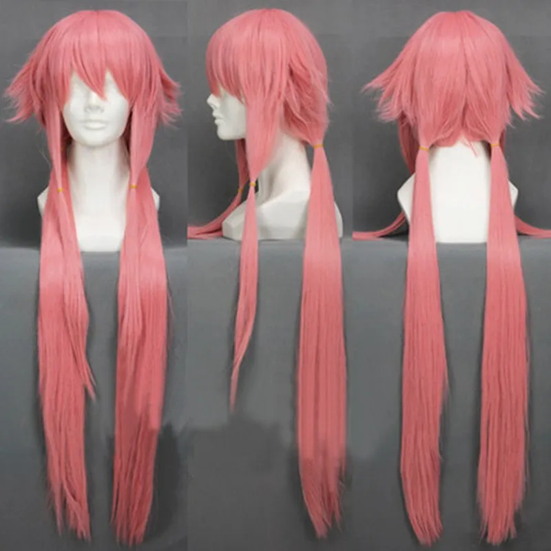 Парик для косплея The Future Diary Yuno Gasai термостойкий прямой розовый длиной 80 см с