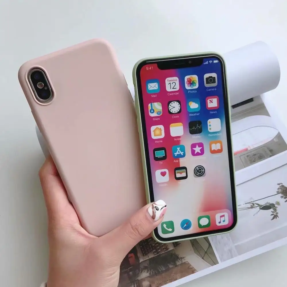 Оригинальный 360 Защитный чехол из ТПУ для iphone 6 7 8 plus жидкий силикон на ощупь Tpu X XS XR