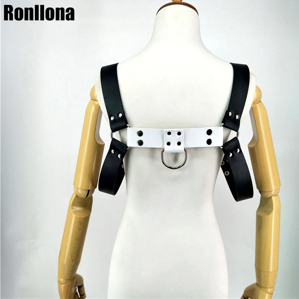 

Leather Harness Shoulder Belt For Men Sexy Fetish Chest Bondage Adjustable Muscle Lingerie O-ring Buckles Goth Punk Suspenders