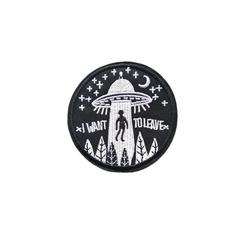 1 шт. которые я хочу оставить (Размер: 7 5 см) значки UFO Alien вышитая аппликация