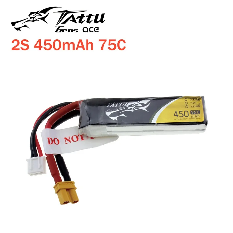 Литий-полимерный аккумулятор tattu 450mAh 75C 2S 7,4 V 3S 11,1 V 4S 14,8 V с разъемом XT30 Battey для RC FPV Racing Drone Quadcopter Toys - Цвет: 2S 450mAh 75C
