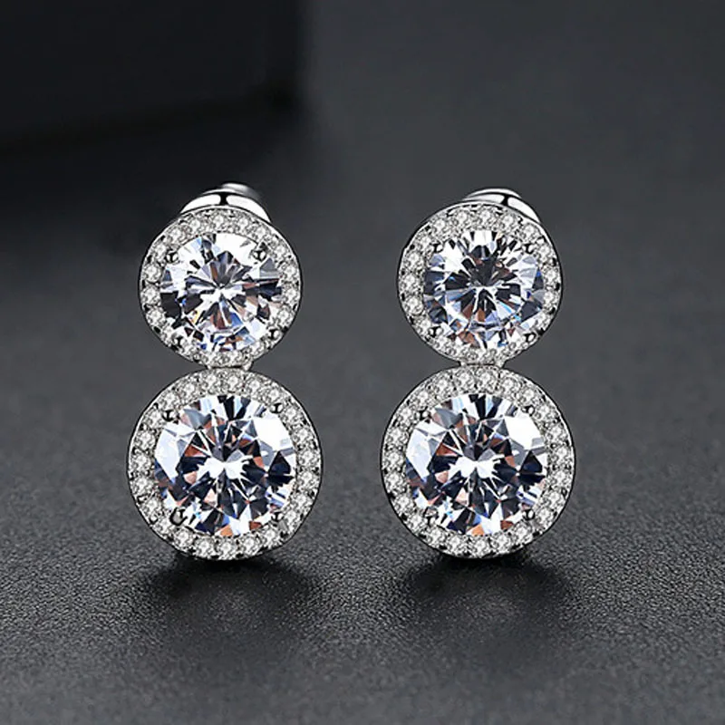 Женские серебряные серьги-гвоздики SLBRIDAL свадебные серьги класса ААА с фианитом