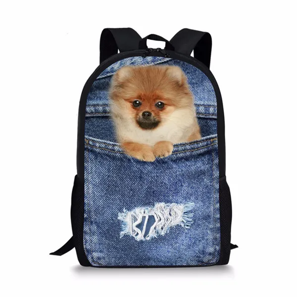 CC1764C Coloranimal милая собака 3D животное кошка школьные рюкзаки для девочек мальчиков синий деним печать рюкзак Детский рюкзак для книг - Цвет: CC1764C
