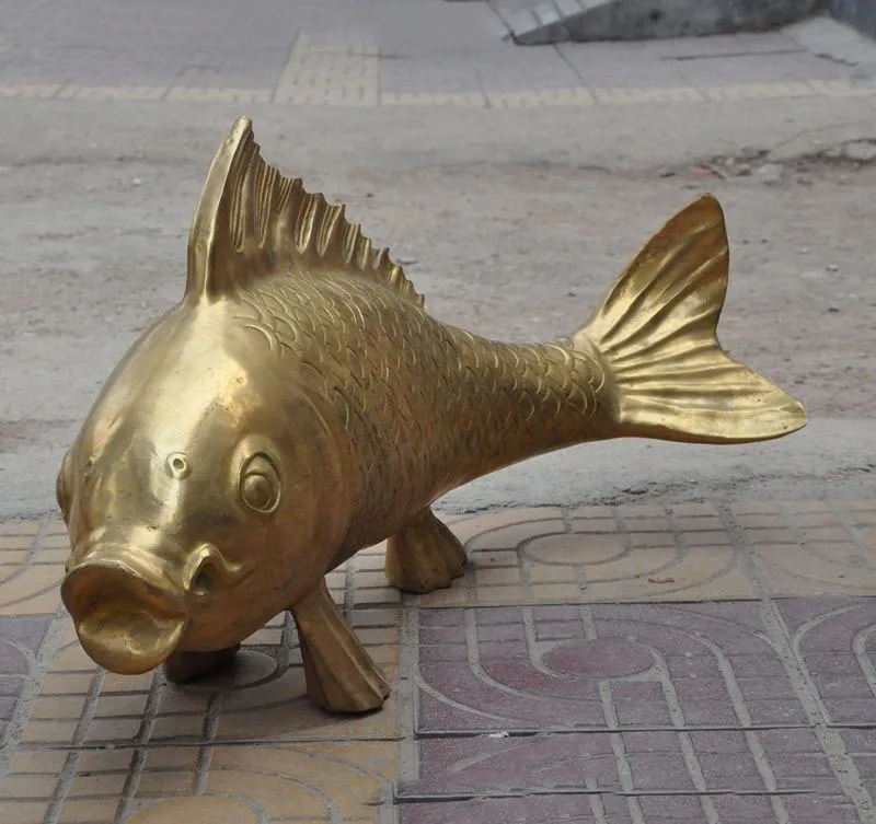 

Christmas 25"Huge China FengShui brass Asuspicious Wealth Fish Barracuda Statue sculpture Halloween