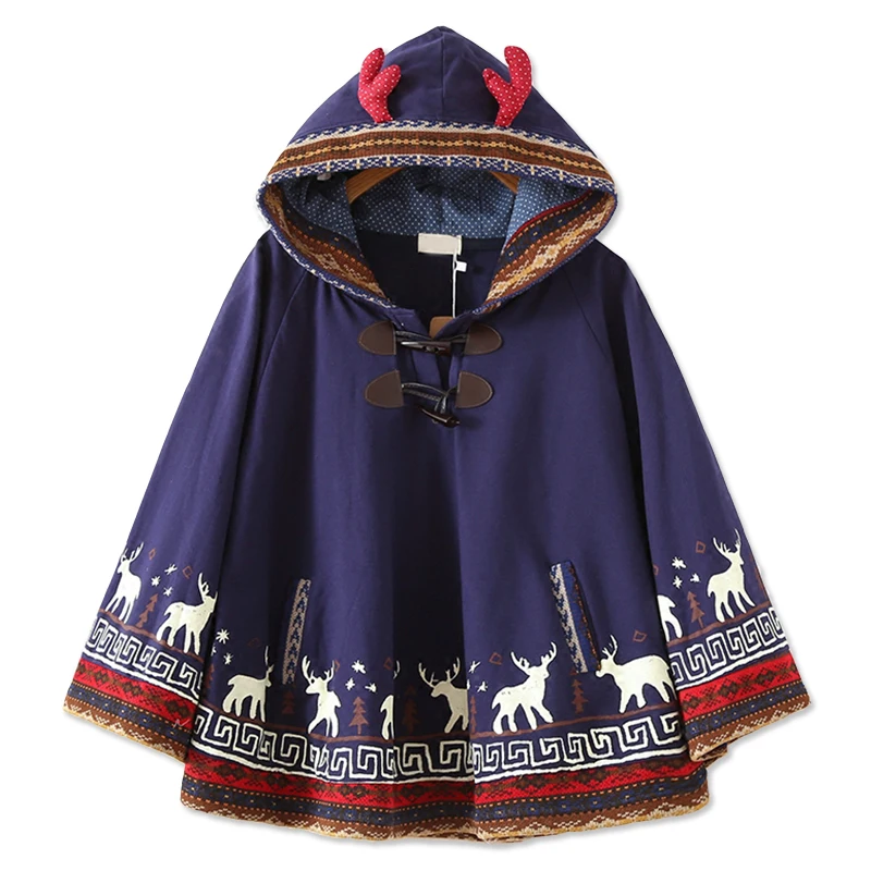 Осенние японские милые красные толстовки с капюшоном в этническом стиле