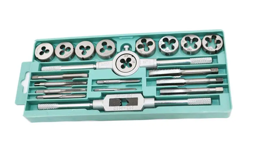 

Free shipping 20Pcs/set Hand Threading Dia M3-M12 Manually Type Threaded Tap Sets,Tap wrench & Die wrench, hand screw taps