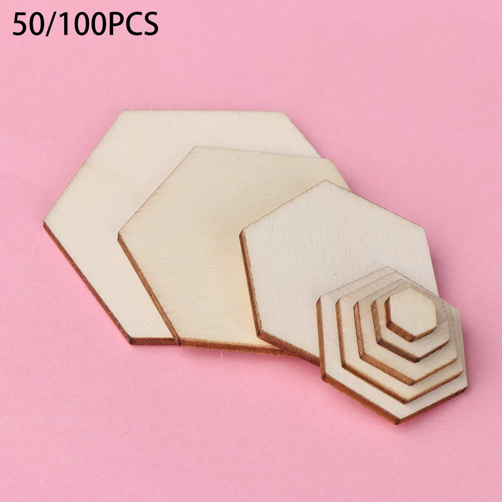 50/100 шт Дерево DIY лазерная резка украшение ремесло новая шестиугольная форма