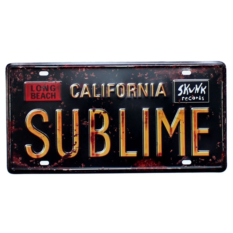 Vintage Car License Metal Plate USA CALIFORNIA SUBLIME Wall Art Craft Vintage Iron Painting For Bar Cafe Garage Decor A928