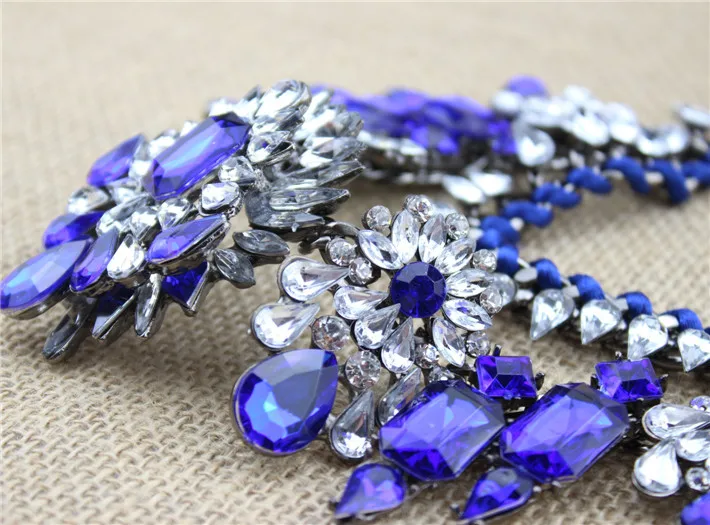 Весна 2014 новый дизайн shourouk ожерелье ювелирных изделий синий кристалл люкс