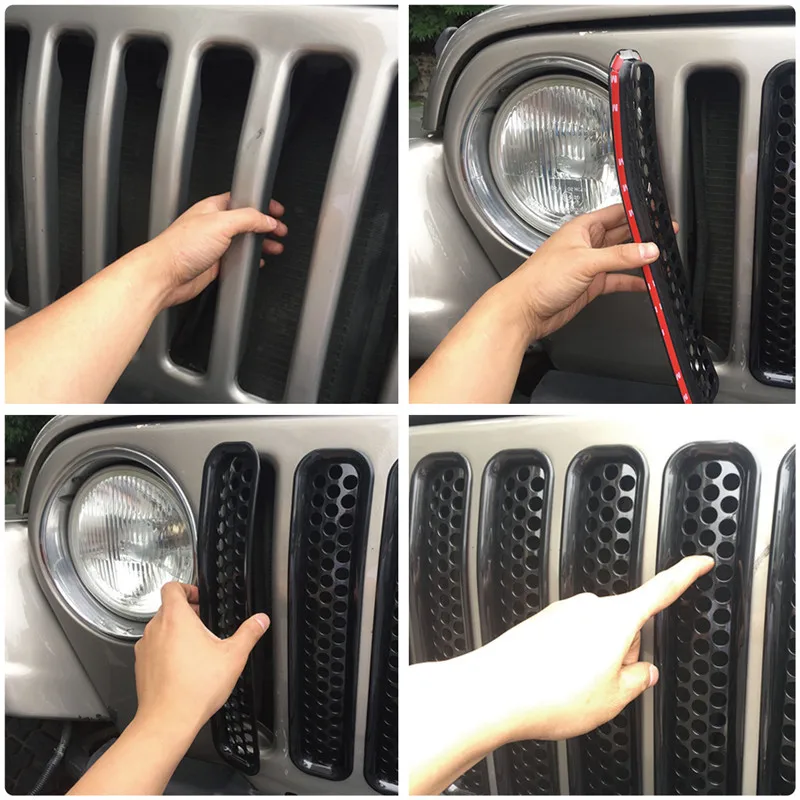 7 шт. передняя сетчатая решетка для Jeep Wrangler TJ 1997 2006|grille insert|bumper grillehoneycomb frame |