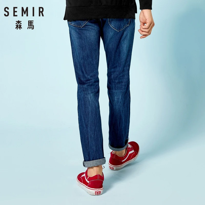 Мужские укороченные джинсы SEMIR из 100% хлопка облегающие с боковыми карманами