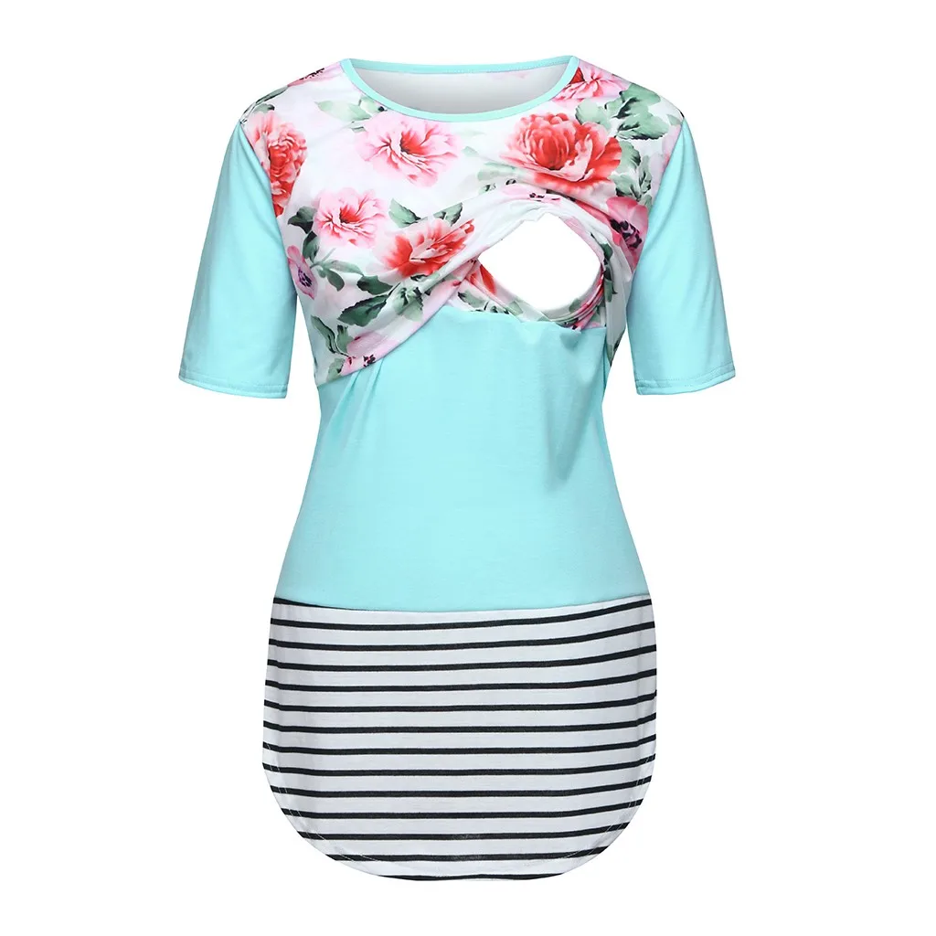  Women Maternity Mom Nursing Baby Floral T-shirt Pregnancy Breastfeeding Tops Ropa Para Embarazada | Мать и ребенок