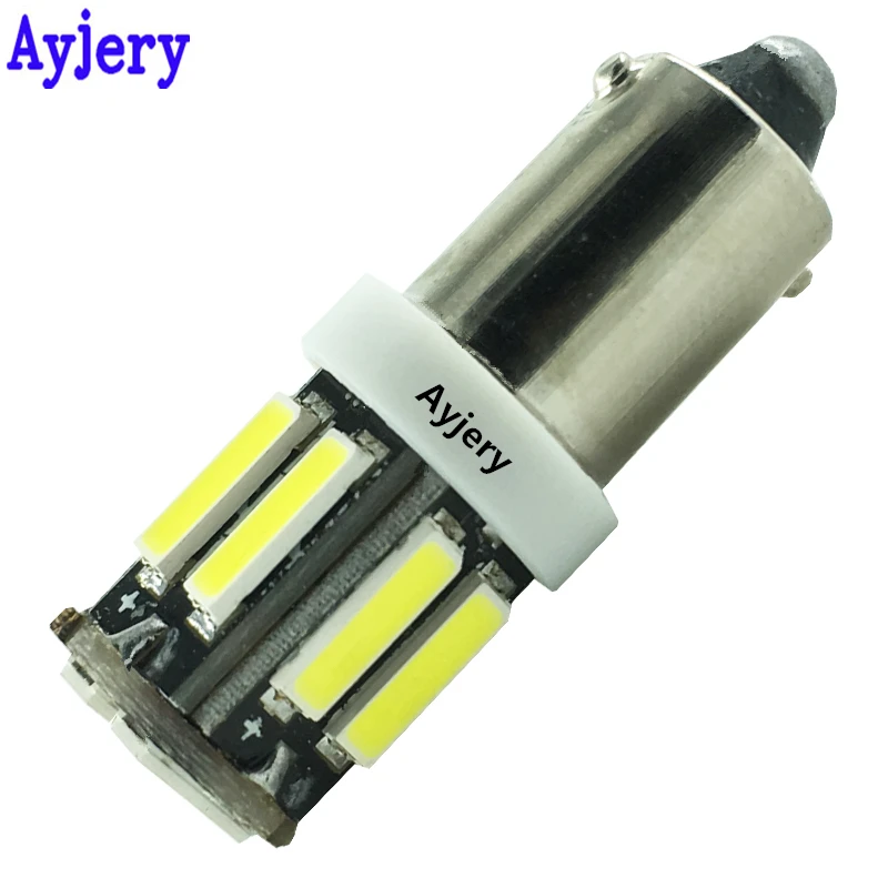 

AYJERY 100 шт мощностью 12V для автомобилей, светодиодный BA9S T4W T11 7020 светодиодный 10 SMD 7014 10 СВЕТОДИОДНЫЙ Прибор лампы яркий белый свет авто дверь Св...