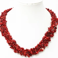 charms red natural coral stone 9x11mm irregular gravel chips beads chains necklace for women elegant jewelry making 18inch b522