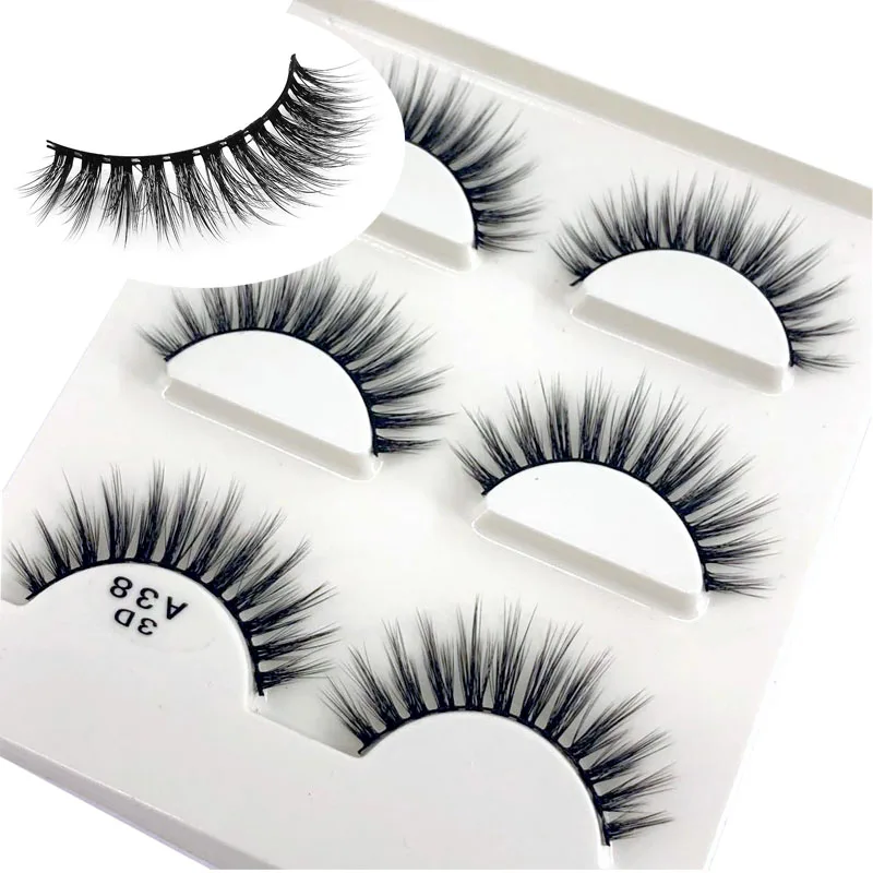 3D F060 3 Pairs False Eyelashes Natural Long Makeup Mink Lashes Extension Eyelash Winged Cross Messy |