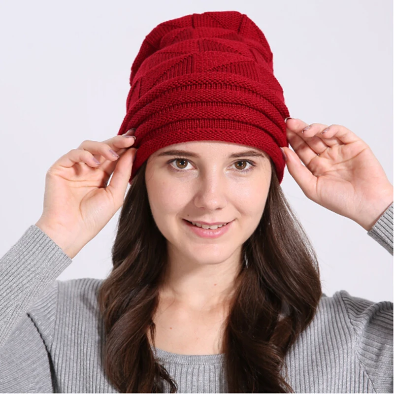 Женские вязаные шапки Gorros теплые с треугольным узором для зимы и осени|Мужская