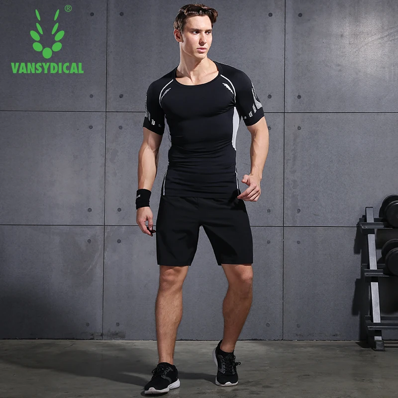 VANSYDICAL 2 шт. Фитнес одежда спортивный костюм Для мужчин спортивная быстросохнущая