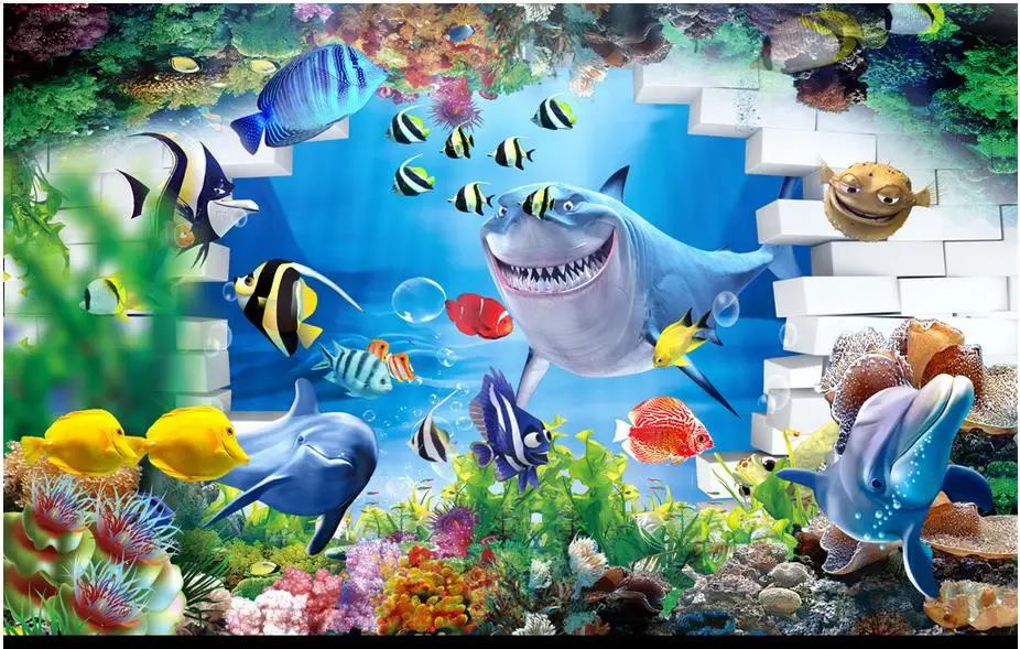 Пользовательские 3d обои с изображением фрески 3 d мультфильм росписи для детской