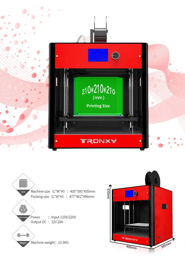 Tronxy 3d принтер C5 мини 3d принтер интегрированный FMD Высокоточный 3D настольный принтер 1,75 мм PLA нить