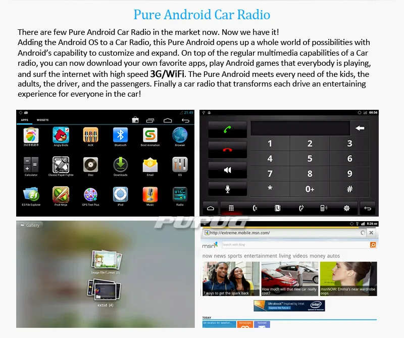 Android 4 сенсорный экран видео приложение BT стерео 7 &quotЗеркало Логотип Радио