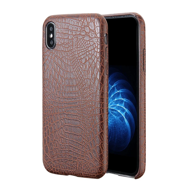 Lovebay крокодиловый узор PU чехол для телефона чехол для Iphone XS Max XR X 5 5S SE 6 6S 7 8 Plus высокое качество роскошная задняя крышка оболочка - Цвет: Коричневый