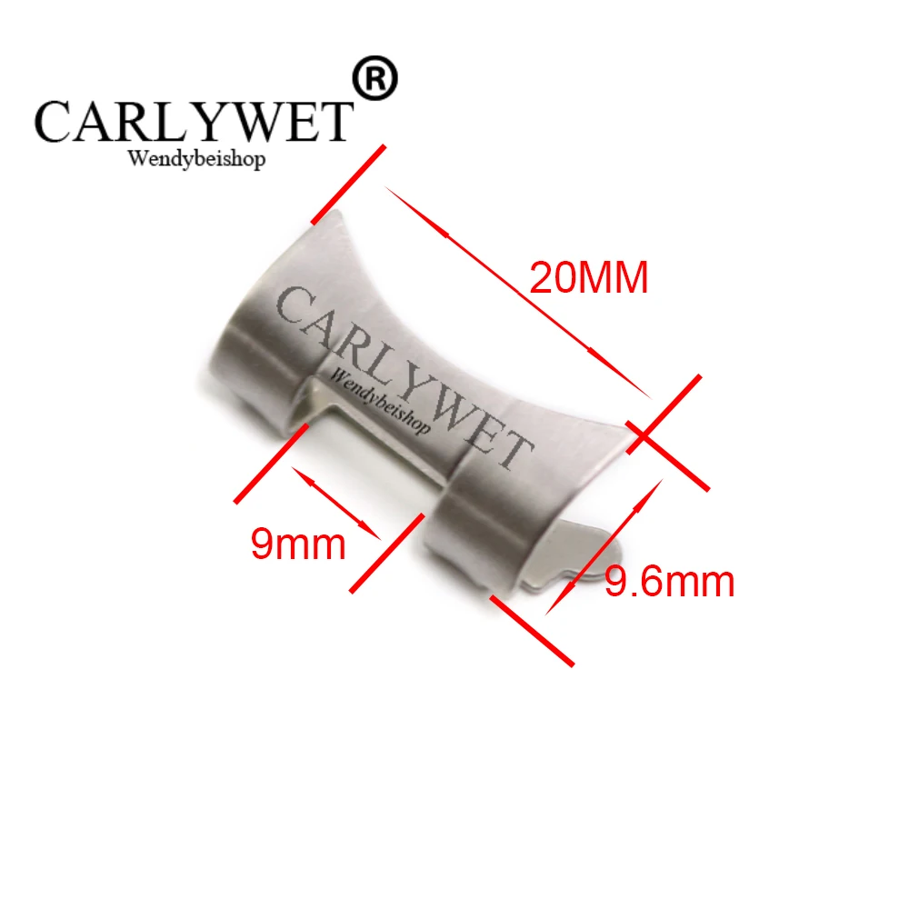 CARLYWET, 20 мм, нержавеющая сталь, серебристый матовый, изогнутый конец, детали для часов, 2 шт., для часов, Ретро стиль, Submariner, 455B, ремешок для часов, браслеты