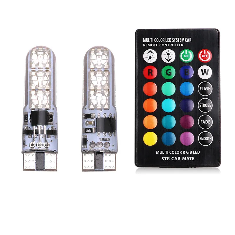 1 комплект 5050 SMD RGB LED T10 W5W 194 168 автомобильный боковой фонарь с клиновидным цоколем