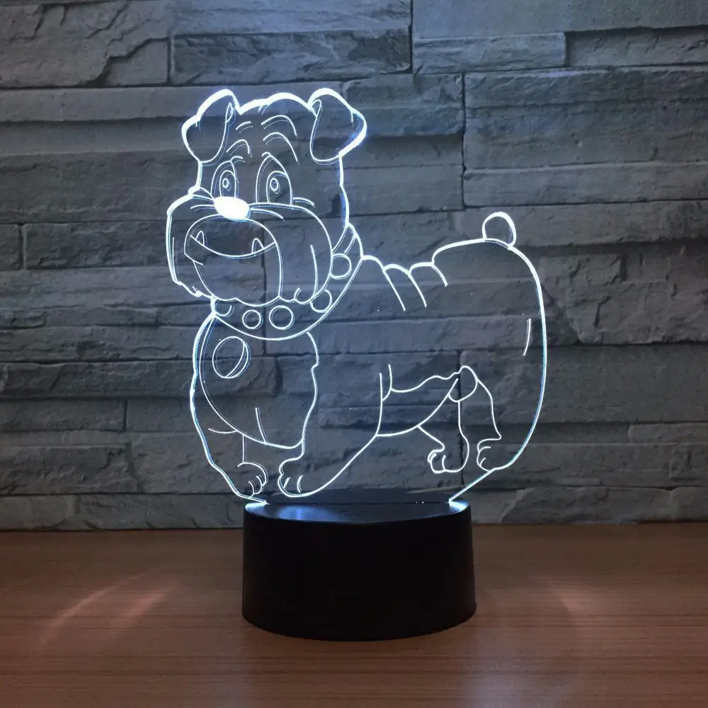 Новая 3d лампа питбуля 7 цветов Светодиодные ночные лампы для детей сенсорный