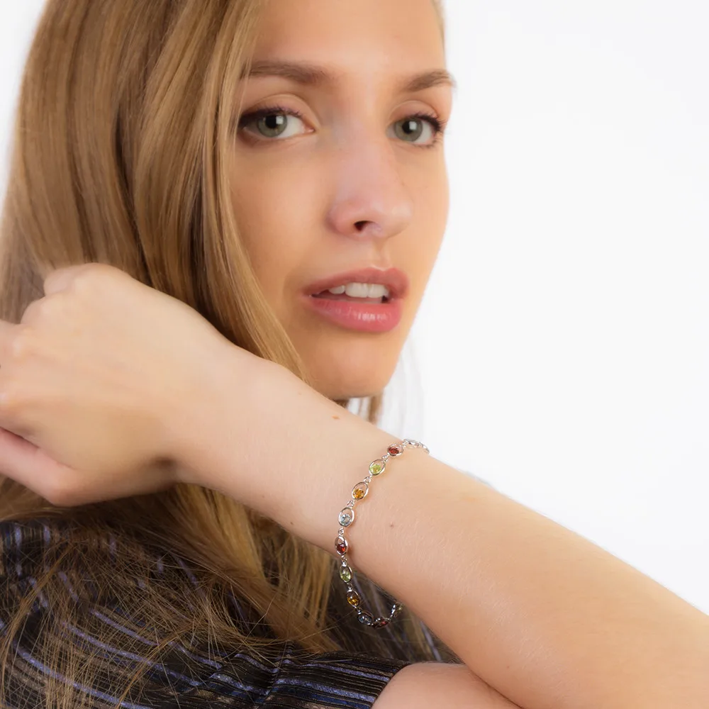 Женский браслет из серебра 925 пробы с натуральным турмалином|bracelet fashion|bracelets