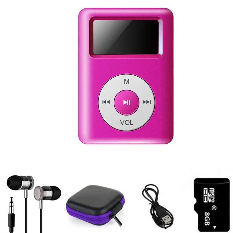 Мини MP3-плеер с зажимом и слотом для карт Micro TF/SD Спортивный MP3 музыкальный плеер+ USB линия передачи данных+ наушники Спорт+ коробка для хранения+ карта памяти