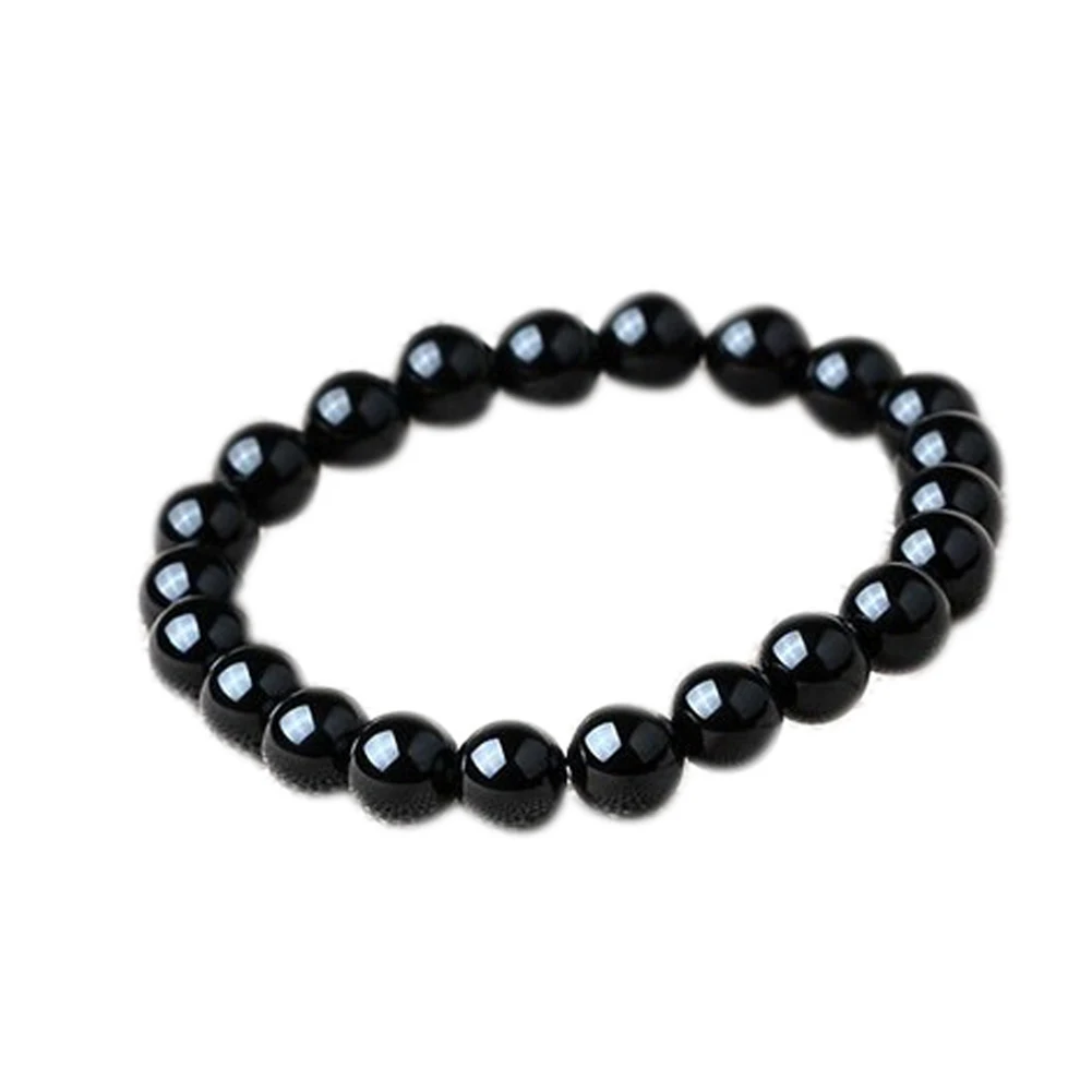 Браслет унисекс 8 мм из натурального фиолетового и черного камня Ляпис градолиан