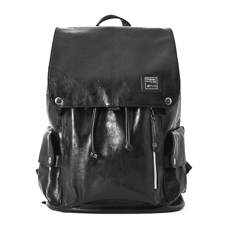 

BINLIDAISHU Brand Vintage PU Leather Backpack School College Bookbag Waterproof Laptop Business Backpack Black Mochila Rucksack