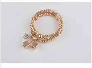 3 шт./лот женские браслеты Новые модные брендовые золотистые браслеты-цепочки с