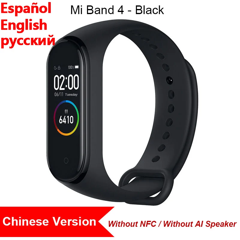 Chinese Version 1 Xiaomi Mi Band 4, Умные часы цветной экран Bluetooth 5.0 Смарт-браслет Фитнес-сердечный ритм 135 мАч Смарт-браслет Смарт-часы Браслет здоровья смарт браслет фитнес браслет - Цвет: Chinese Version 1