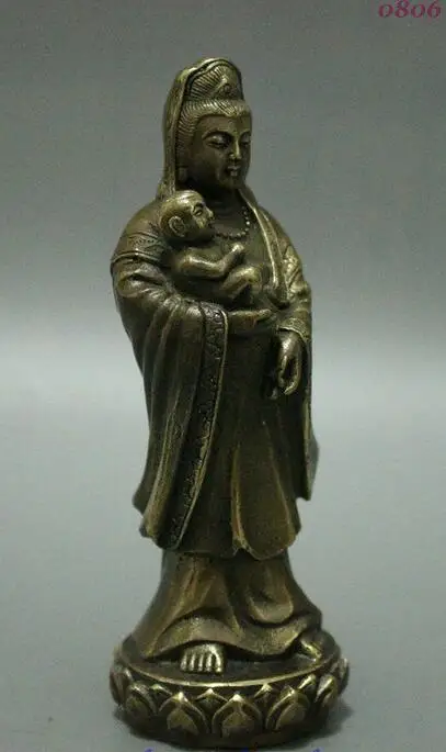 Chinese Bronze Copper Buddhism Songzi Guan Yin Kwan-Yin Goddess Buddha Statue | Дом и сад