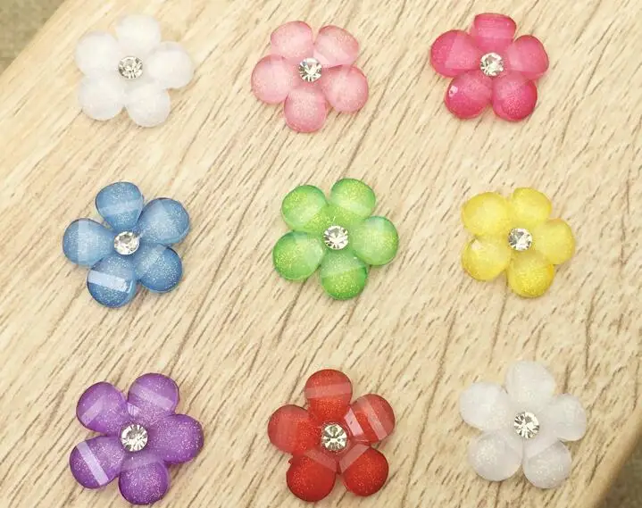 100 шт. 15 мм полимерный цветок бусина бусинки пуговицы плоская задняя часть для