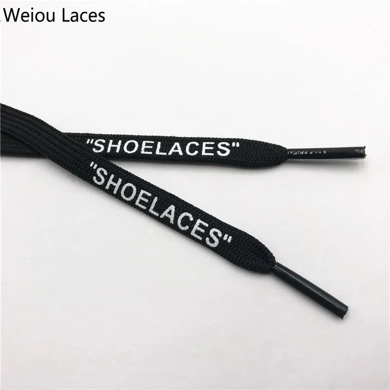 Weiou бренд Off White плоские полиэфирные шнурки печать "шнурки" Зеленый Оранжевый OW подписанные совместно беговые шнурки на заказ - Цвет: 1721	Black 130cm