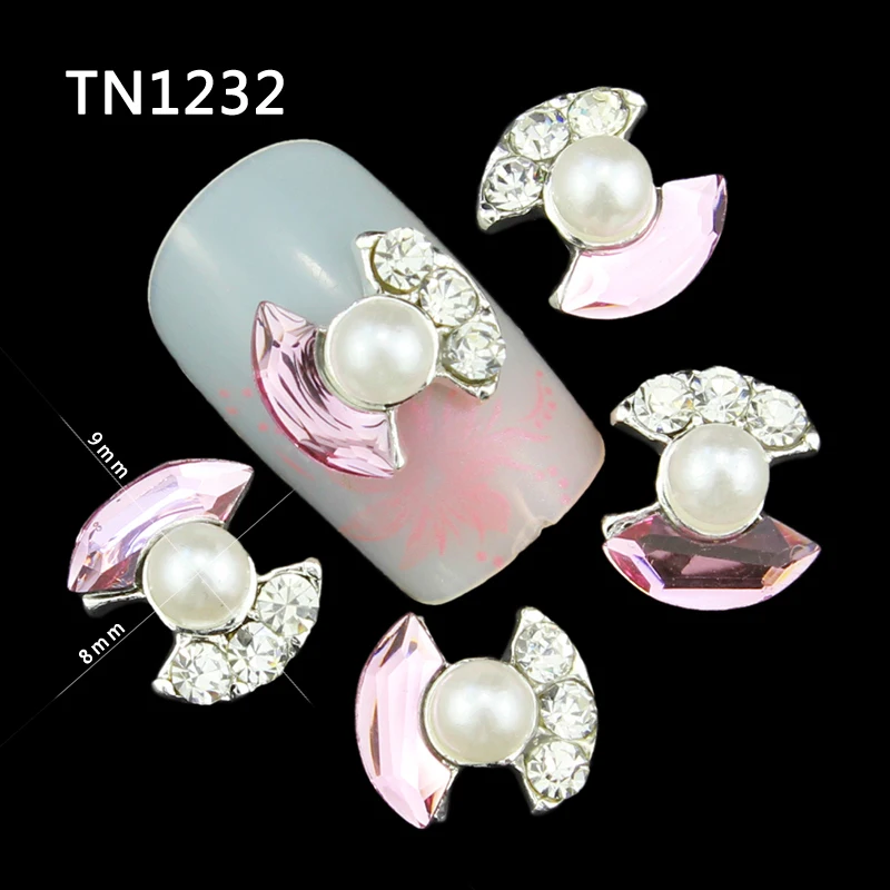 10 шт. Талисманы Дизайн ногтей Стразы 3D сплав Кольца бантом украшения Gitter гвоздь