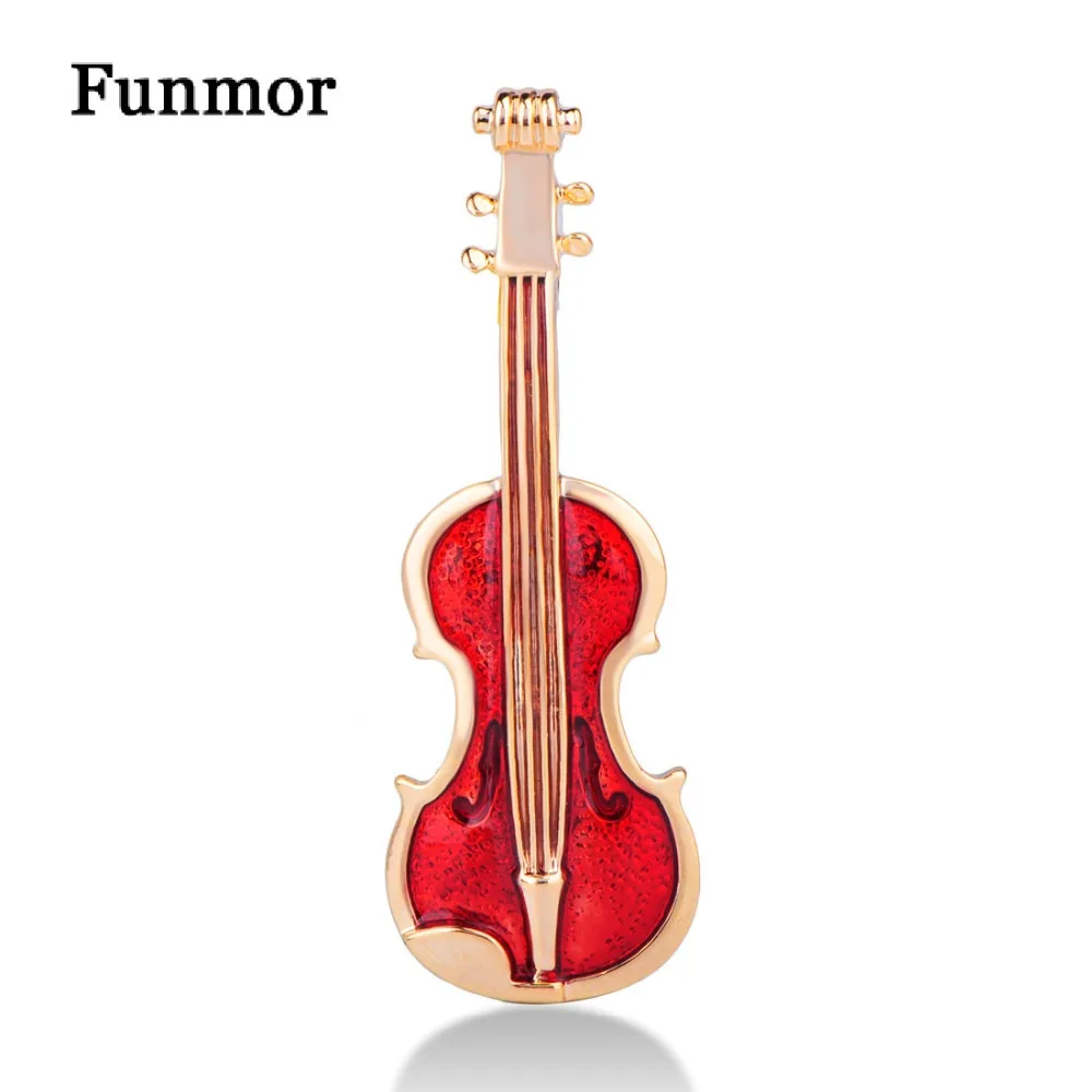 FUNMOR красной эмалью скрипки в форме гитары броши для женщин мужчин рубашка костюм